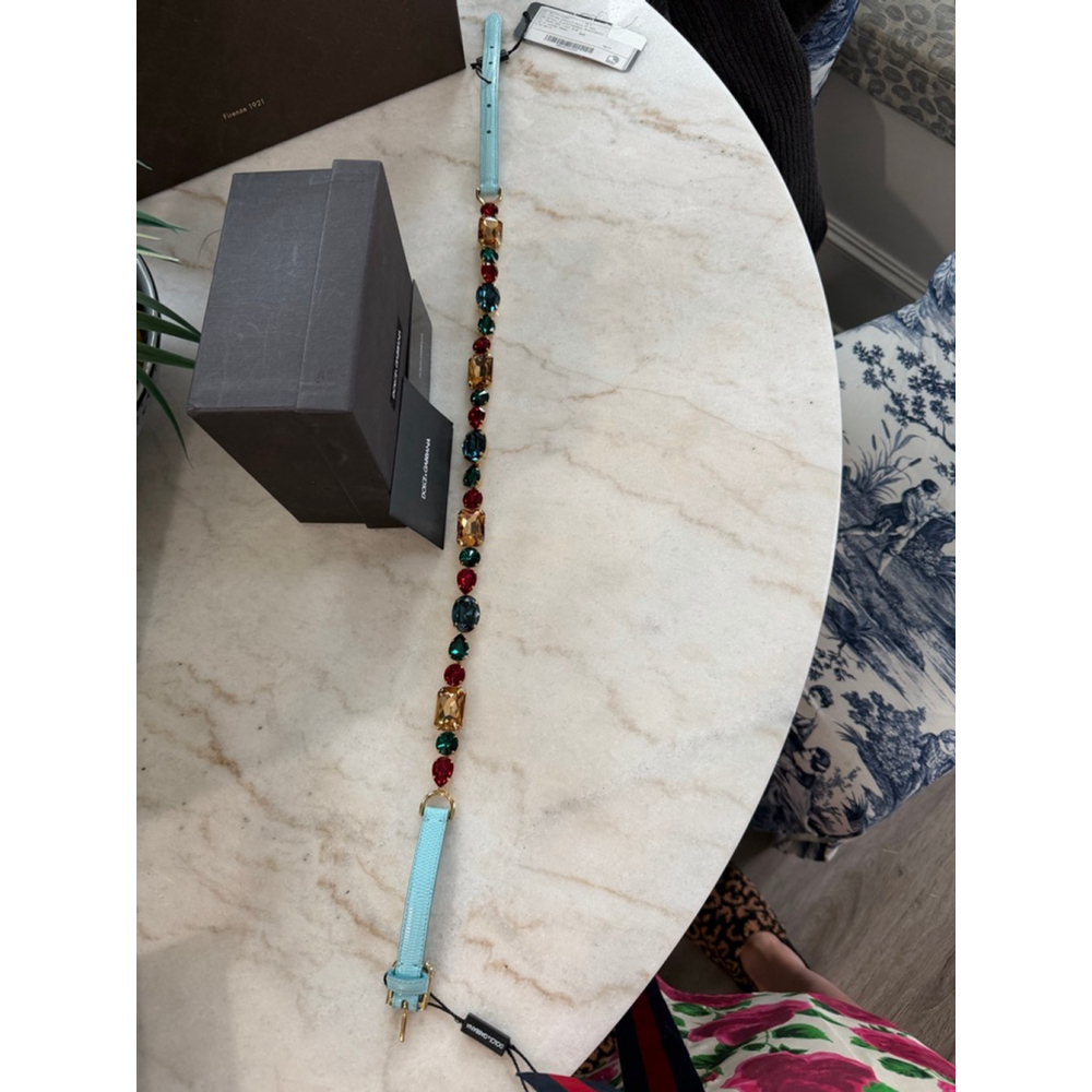 Dolce Gabbana Cintura Gioiello Pelle St. Igua Jewel Crystal Belt Size Xs -Sm NWT - Picture 4 of 10